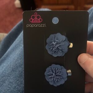 Paparazzi Navy Floral Hair Clips